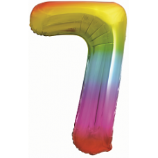 Шар (34\'\'/86 см) Цифра, 7, Яркая радуга, Градиент, 1 шт. в упак.