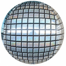 Шар (24''/61 см) Сфера 3D, Диско, Серебро, Голография, 1 шт.