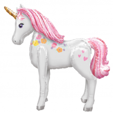 Шар (46''/117 см) Ходячая Фигура, Единорог Нежный, в упаковке 1 шт.