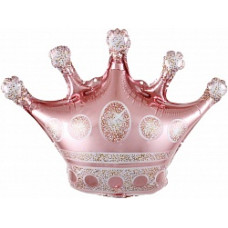 Шар с клапаном (15''/38 см) Мини-фигура, Корона, Розовое Золото, 1 шт.