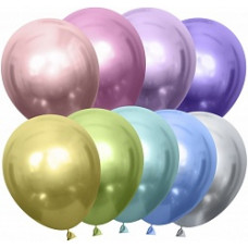 Шар (12''/30 см) Ассорти, 9 цветов, хром, 50 шт.