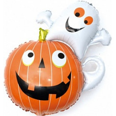 Шар с клапаном (13''/33 см) Мини-фигура, Тыква и привидение, 1 шт.