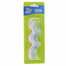 Свечи Коктейльные, Тонкие спирали, Ассорти, Макарунс, 0,2*12 см, 12 шт.