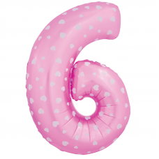 Воздушный шар (40''/102 см) Цифра, 6 и 9, Розовый, 1 шт.