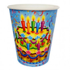 F 250мл Стаканы бумажные Праздничный торт 6шт