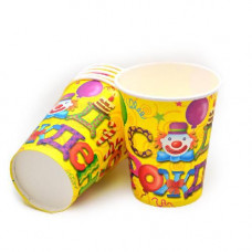 F 250мл Стаканы бумажные С Днем Рождения 6шт Русская версия