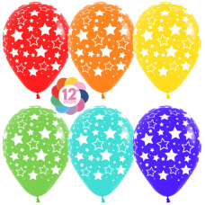 Воздушный шар (12''/30 см) Звезды, Ассорти, пастель, 5 ст, 50 шт.