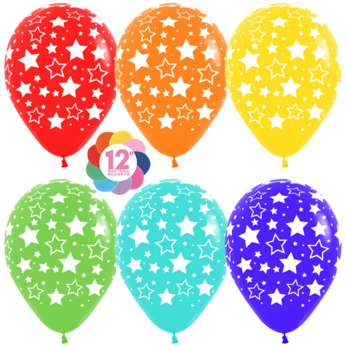 Воздушный шар (12''/30 см) Звезды, Ассорти, пастель, 5 ст, 50 шт.