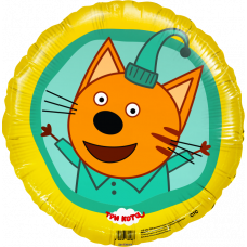 Шар (18''/46 см) Круг, Три Кота, Компот, Желтый, 1 шт.