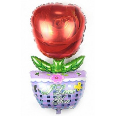 Шар (40''/102 см) Фигура, Роза в горшке