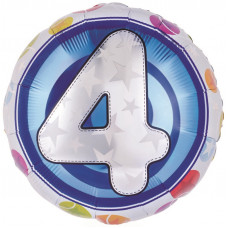 Шар (18''/46 см) Круг, Цифра 4 Красочная