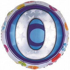 Шар (18''/46 см) Круг, Цифра 0 Красочная