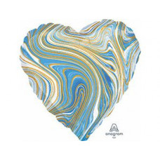 А Б/РИС СЕРДЦЕ 18" Мрамор Blue