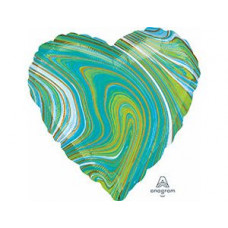 А Б/РИС СЕРДЦЕ 18" Мрамор Blue Green