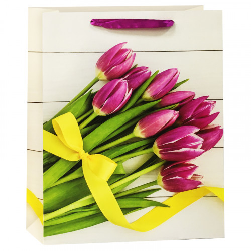 Пакет подарочный Букет тюльпанов, 31*42*12 см