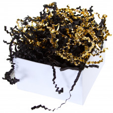 Наполнитель для коробок Праздничный Дуэт, бумага, ПП, Черный/Золото, Металлик, 50 г.