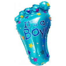 Шар с клапаном (16''/41 см) Мини-фигура, Ступня малыша, Голубой