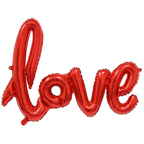 Шар (25''/64 см) Фигура, Надпись прописью "Love", Красный