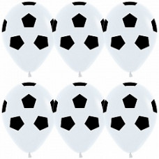 Воздушный Шар (12''/30 см) Футбольный мяч, Белый, пастель, 5 ст, 25 шт.