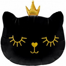 Шар (30''/76 см) Фигура, Котенок Принцесса, Черный, 1 шт.