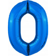 Шар (40''/102 см) Цифра, 0 Slim, Синий, 1 шт. в упак.