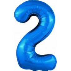 Шар (40''/102 см) Цифра, 2 Slim, Синий, 1 шт. в упак.
