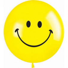 Шар (36''/ 91 см) Смайл, Желтый (020), пастель, 2 ст, 10 шт.
