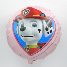 Шар (18''/46 см) Круг, Щенячий патруль, сердце в кругу роз.