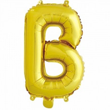 Шар с клапаном (16''/41 см) Буква, В, Золото, 1 шт.