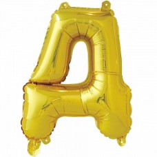 Шар с клапаном (16''/41 см) Буква, Д, Золото, 1 шт.
