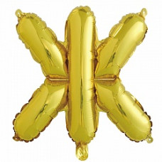 Шар с клапаном (16''/41 см) Буква, Ж, Золото, 1 шт.