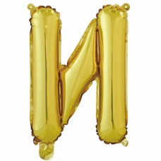 Шар с клапаном (16''/41 см) Буква, И, Золото, 1 шт.