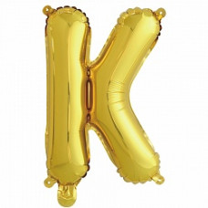 Шар с клапаном (16''/41 см) Буква, К, Золото, 1 шт.