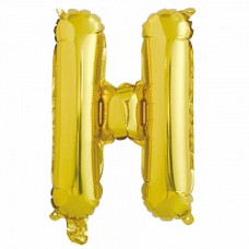 Шар с клапаном (16''/41 см) Буква, Н, Золото, 1 шт.