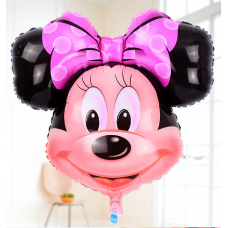 Шар (32"/76см) Фигура,голова Минни Маус с розовым бантом 