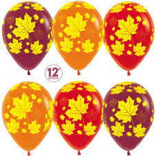 Воздушный Шар (12''/30 см) Листья, Ассорти (315/318/361), кристалл, 5 ст, 50 шт.