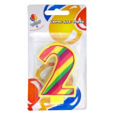 Свеча Цифра 2 красочная