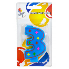 Свеча Цифра 3 красочная