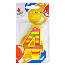 Свеча Цифра 4 красочная