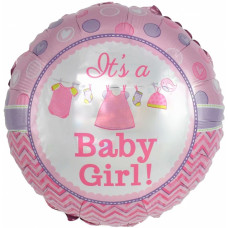 Шар (18''/46 см) Круг, С Рождением Малышки!, Розовый, 1 шт.