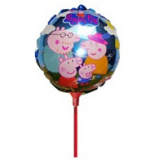 Шар (9"/23 см) Мини-круг, Пеппа с семьей, Голубой 