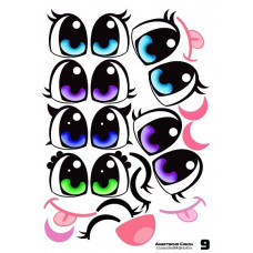 Наклейки Глаза, Рты № 9, 6 компл., 1 лист.