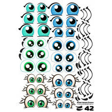 Наклейки Глаза, Рты № 42, 18 компл., 1 лист.