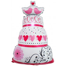 Шар (35''/89 см) Фигура, Торт, Розовый, 1 шт.