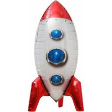 Шар (32''/81 см) Фигура, 3D Ракета, Красный, 1 шт.