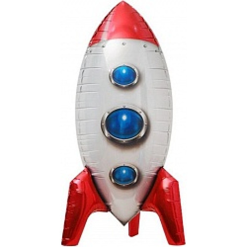 Шар (32''/81 см) Фигура, 3D Ракета, Красный, 1 шт.