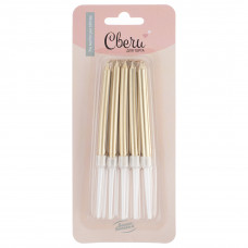 Свечи Золото, Металлик, 0,6*8 + 4 см, 10 шт. с держат.