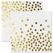 Салфетки, Конфетти, Белый/Золото, Металлик, 33*33 см, 12 шт.