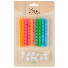 Свечи Спирали, Яркий микс, 0,75*8 + 2 см, 10 шт. с держат.