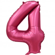 Шар (34\'\'/86 см) Цифра, 4, Бордовый, Сатин, 1 шт. в упак.